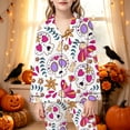 thumbnail image 2 of Afdoent Girls Pajamas Set Halloween Skeleton Print Sleepwear Long Sleeve Jammies Button-Down Nightwear Loungewear Comfortable For Kids Holiday 9-10 Years, 2 of 5