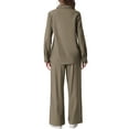 thumbnail image 3 of INSPIRE CHIC Women's 2 Piece Linen Set Button Down Shirt Drawstring Wide Leg Pants Casual Outfit XS Gray Green, 3 of 6
