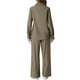 thumbnail image 3 of Conjunto de lino de 2 piezas para mujer INSPIRE CHIC, camisa de botones y pantalones de pierna ancha con cordón, atuendo casual en gris y verde, 3 of 6