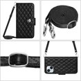 thumbnail image 6 of SaniMore Case for iPhone 14, PU Leather 3D Lattice Stylish for Girls Crossbody Lanyard Flip Kickstand Card Slots Cash Pocket Magnetic Clasp Full Body Protective Shockproof Wallet Shell, Black, 6 of 9