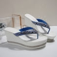 thumbnail image 3 of SACFOF Rhinestone Wedge Sandals for Women Platform Flip Flops Women's T-Strap Sandals Comfortable Walking Open Toe Slippers Casual Summer Beach Sparkly Slip On Slides Wedding Party Dress Shoes, 3 of 6