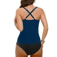 thumbnail image 4 of ZQGJB Tankini Swimsuits for Women Tummy Control Bathing Suits Two Piece Tankini Tops with Bikini Bottoms Front Twist V Neck Beach Swimwear(Navy,XXL), 4 of 5