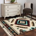 thumbnail image 4 of Boho Red Teal Brown Large Area Rugs for Bedroom Living Room, Soft Non Slip Carpet Bedside Rug, Southwestern Abstract Geometric Rectangular Floor Cover Kitchen Accent Rug 4'x6' for Dining Room/Office, 4 of 9