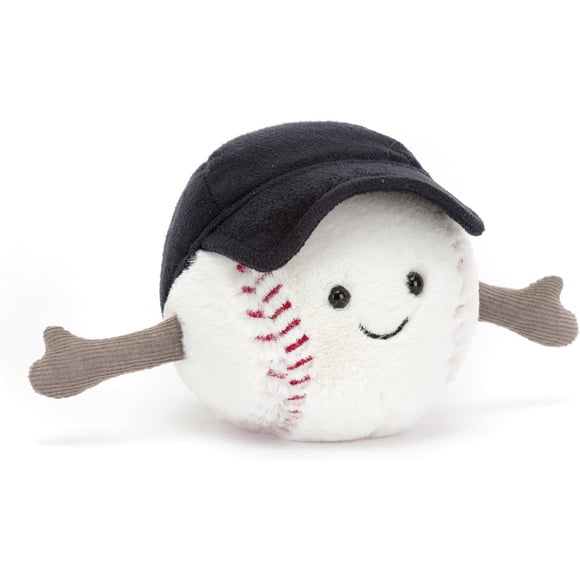 Jellycat Amuseables Jouet en Peluche de Baseball, 4 Pouces - Peluche de Baseball pour les Amateurs de Sports