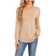 thumbnail image 3 of Suéteres Plisados de Larga para Mujer, Blusas Casuales y Elegantes de Cuello Redondo, Camisas Holgadas, Ropa de Otoño. Albaricoque S, 3 of 10
