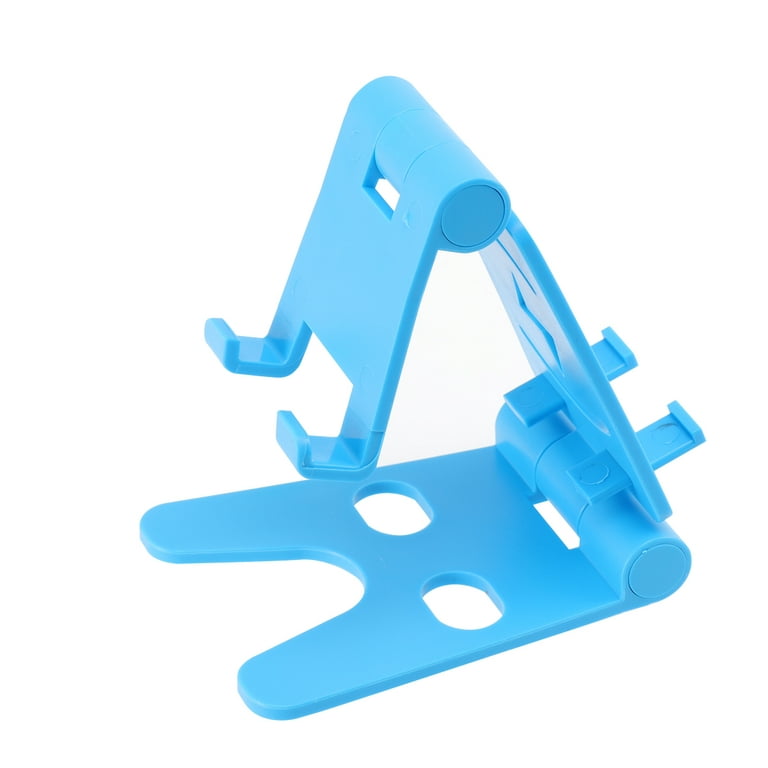 Plastic Double Phone Holder Desktop Folding Stand Creative Multifunction  Mount for Cellphone Tablet (Blue) 