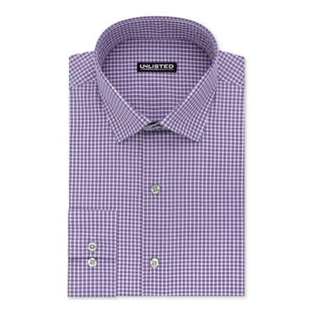 KENNETH COLE Mens Purple Windowpane Plaid Collared Slim Fit Cotton Dress Shirt 15\15.5 - 32\33