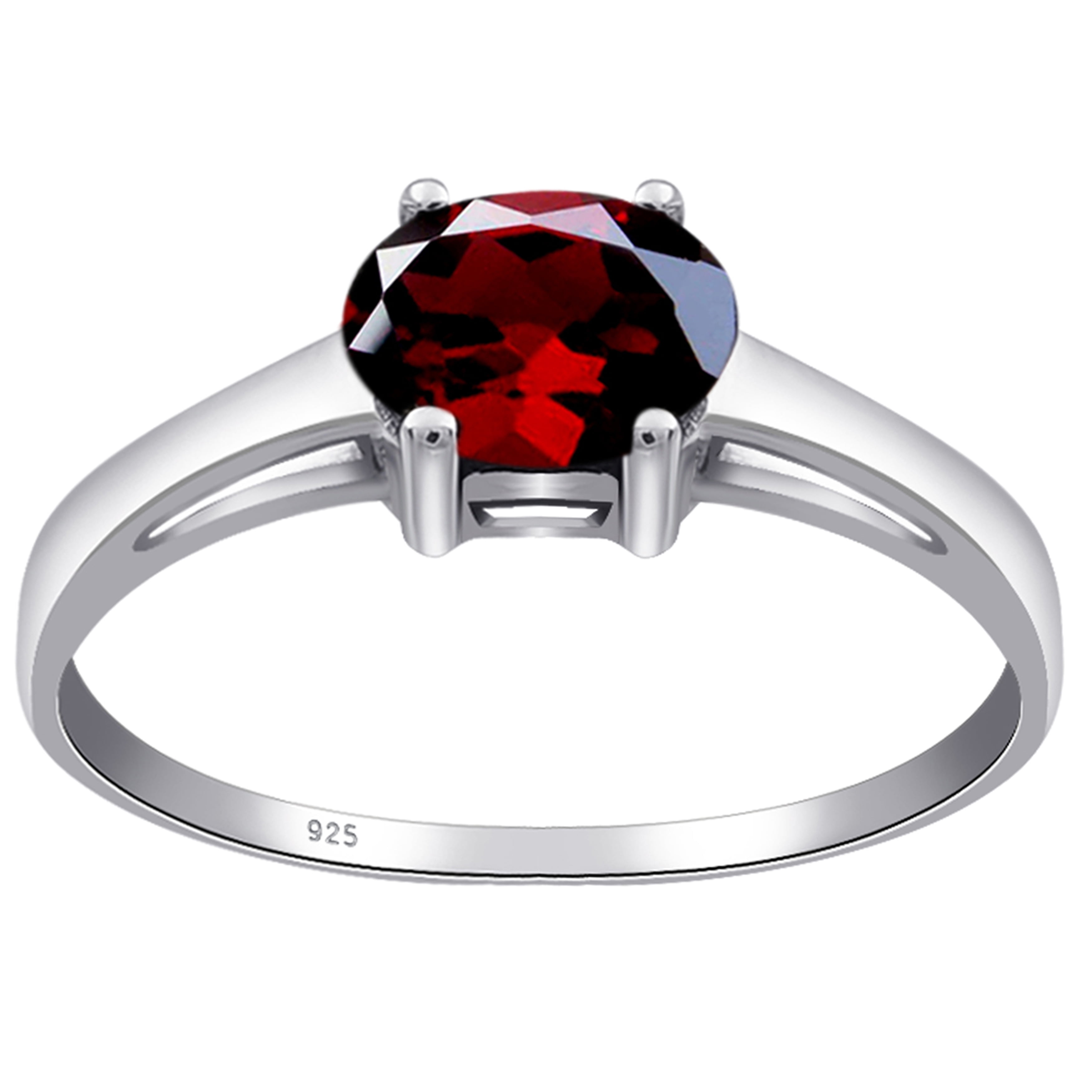 Ladies 925 Sterling Silve 1.25 Ct Round Cut Garnet Solitaire Ring Jewellery Gift 