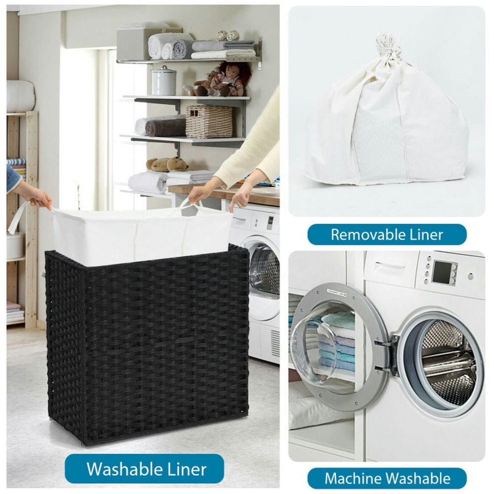 Finihen Laundry Hamper, Laundry Basket, Laundry Hamper with Wheels and Lid, for Bathroom, Laundry Room, Black Finihen Laundry Hamper, Laundry Basket, Laundry Hamper with Wheels and Lid, for Bathroom, Laundry Room, Black