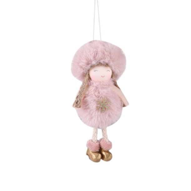 Gibobby Gorro de Navidad, adornos colgantes de Ángel de nieve, colgante de árbol de Navidad, decoración de fiesta de cumpleaños para niña(Rosa)