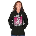 thumbnail image 3 of Detect Protect Breast Cancer Aware Womens Plus Size Graphic Zipper Hoodie Brisco Brands 2X, 3 of 5