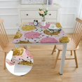thumbnail image 2 of nygtbtfer Pink Polka Dot Square Fitted Tablecloth with Elastic Edge, Washable Polyester Table Clothes, Waterproof Stain Resistant Table Covers  Square Table white, 2 of 8