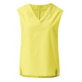 thumbnail image 4 of Prolriy Sleeveless Summer Tops for Women Trendy Womens Lmitation Linen Tops Shirt Ladies V Neck Loose Sleeveless Blouse Tee Vest Going Out Tops for Women, Womens Tops Yellow XXL, 4 of 8