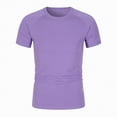 thumbnail image 4 of NIEWTR Baby Toddler Solid Color Short Sleeve T-Shirts for Boys Boys Summer Basic Cotton Crewneck Tee Shirt Tops（Purple,5-6 Years), 4 of 7