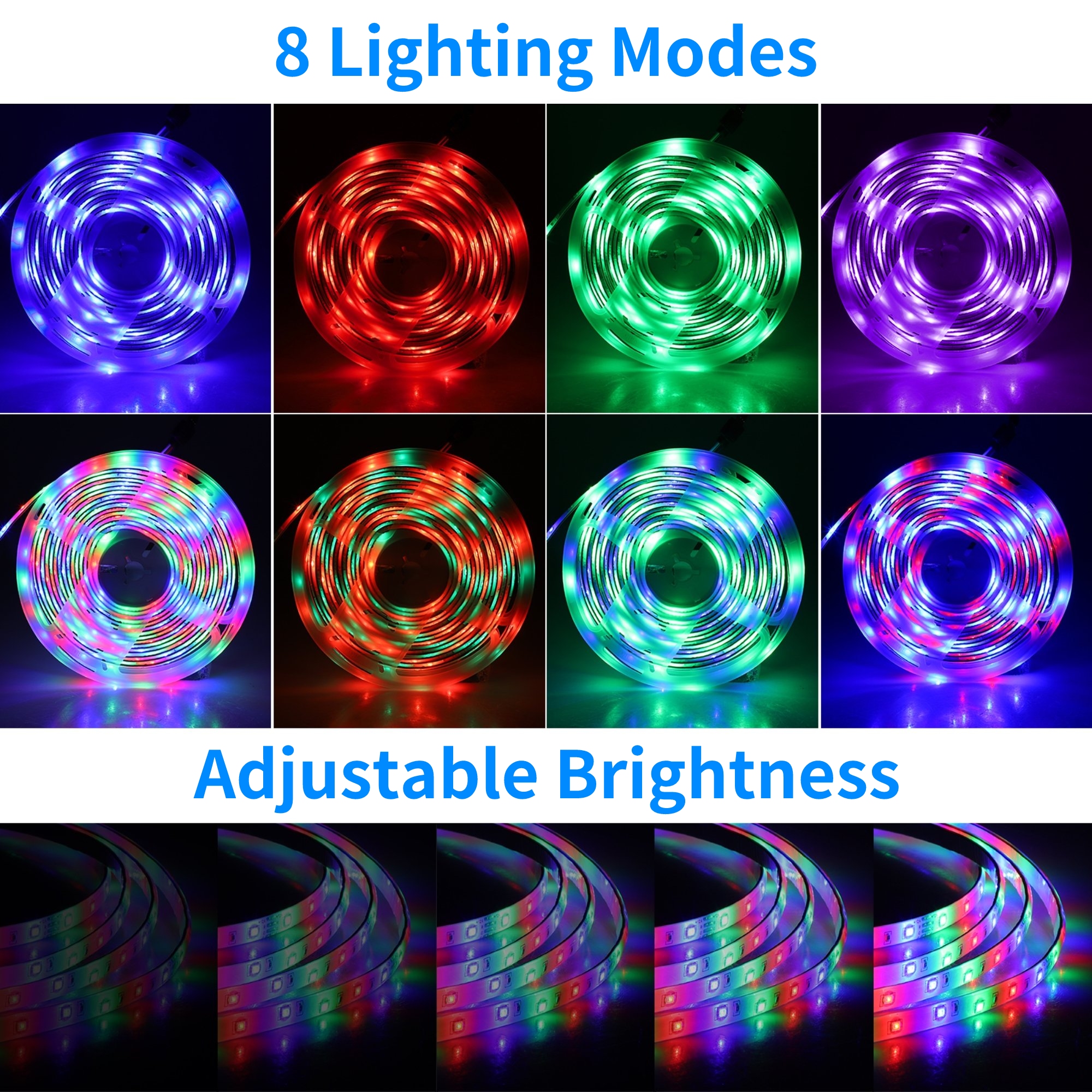 TSV 50ft LED Strip Light 3528 RGB with Remote, Waterproof for Home Bedroom Indoor Outdoor Decor - image 5 of 8