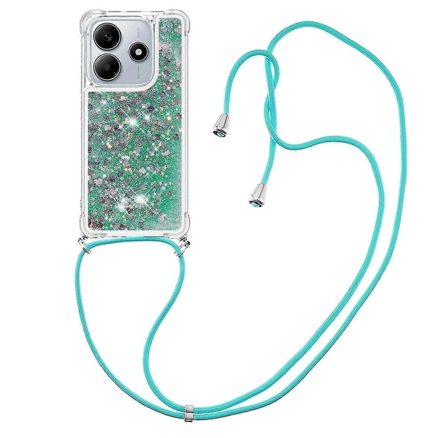 For Xiaomi Redmi Note 14 4G (164.84x78.15x8.16mm) TPU Case Quicksand Phone Cover with Lanyard - Lase