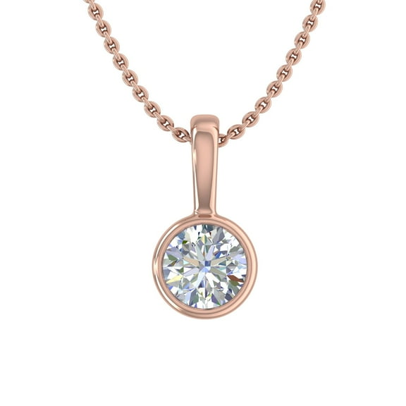 1/3 Carat Diamond Solitaire Pendant Necklace in 14K Rose Gold (Included Silver Chain)