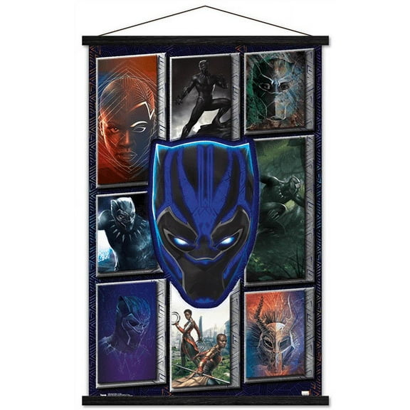 Marvel Cinematic Universe - Black Panther - Collage Wall Poster with Wooden Magnetic Frame, 22.375" x 34"