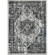 Ladole Rugs Everest Collection Hanuama Abstract Contemporary Style Smooth Area Rug Carpet for Dining Room, Bedroom, Living Room in Grey-Cream, 7x10(6'5" x 9'5", 200cm x 290cm)