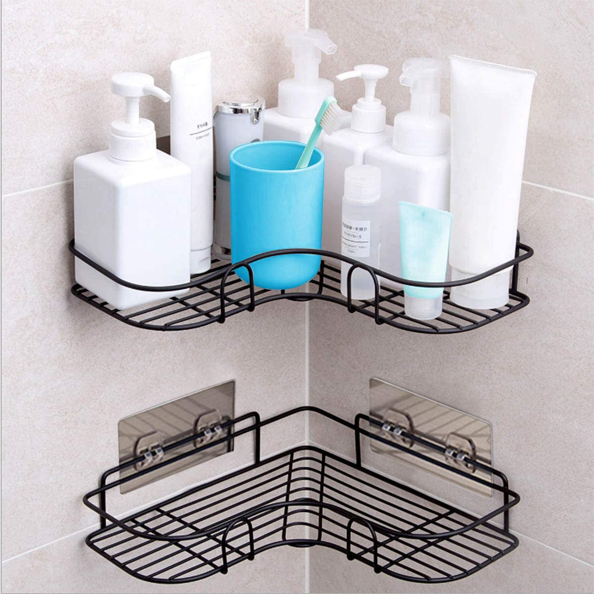 Bathroom Corner Shelf Shower Organiser with Adhesive Sticker for Bathroom & Kitchen Shower Shelf for Bathroom Storage Corner Shower Caddy White 