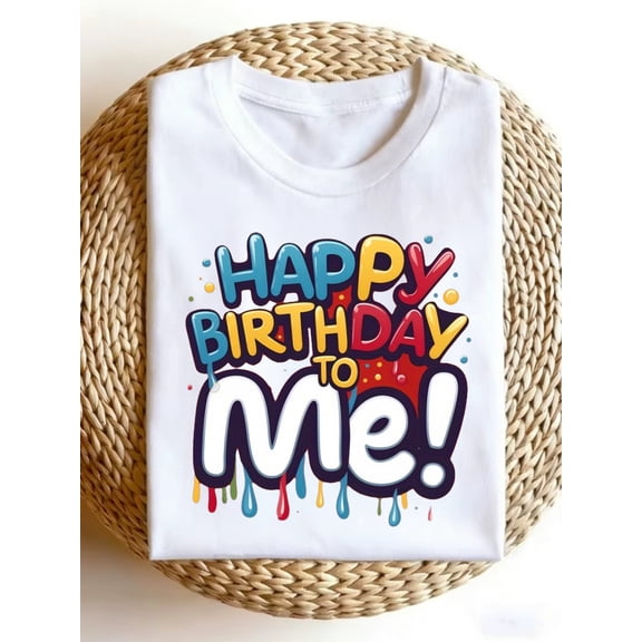 Happy Birthday To Me Graphic Tee for Men, Funny Saying Casual Short Sleeve T-Shirt, Birthday Party Crew Neck Top for Daily Summer Wear