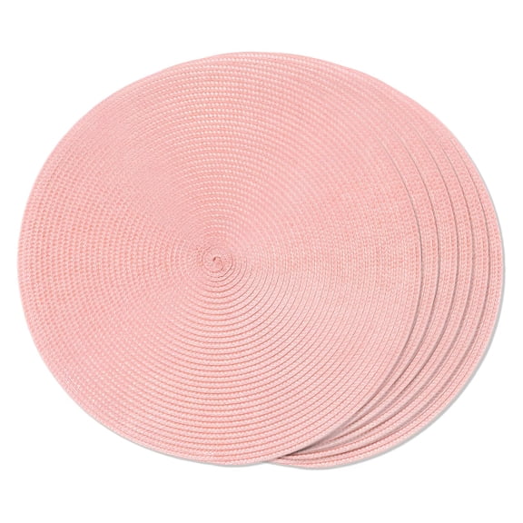 AUQ Round Braided Placemats Set of 6 Place Mats for Dining Tables Woven Washable Non Table Mats 15 Inch( 6Pcs)