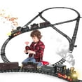 thumbnail image 1 of Train Set for Kids,Remote Control Electric Train Set for Children with Tracks,Steam Locomotive Engine w/Smoke Sound Light Cargo Vehicle,Christmas Bir, 1 of 8