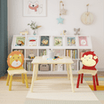 thumbnail image 2 of PAPROOS Kids Table and 2 Chairs Set, 3 Pieces Wood Activity Table Drawing Play Table and Animals Chairs Set, Adorable Study Desk Table Chairs Set for Toddler, 2 of 8