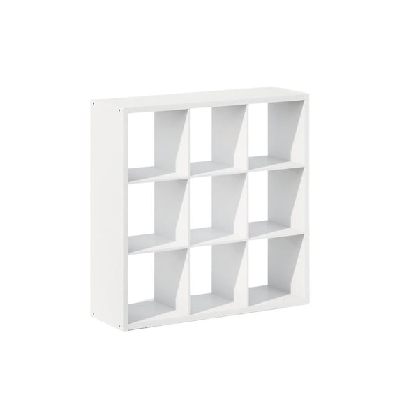 FurniFact White Engineered Wood Cube Storage Organizer with 9 Open Storage Cubes
