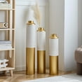 thumbnail image 2 of Gorgeous 3-Piece Set of White & Gold Metal Vases - Modern Droplet Shaped Home Decor for Stylish Living Spaces!, 2 of 17