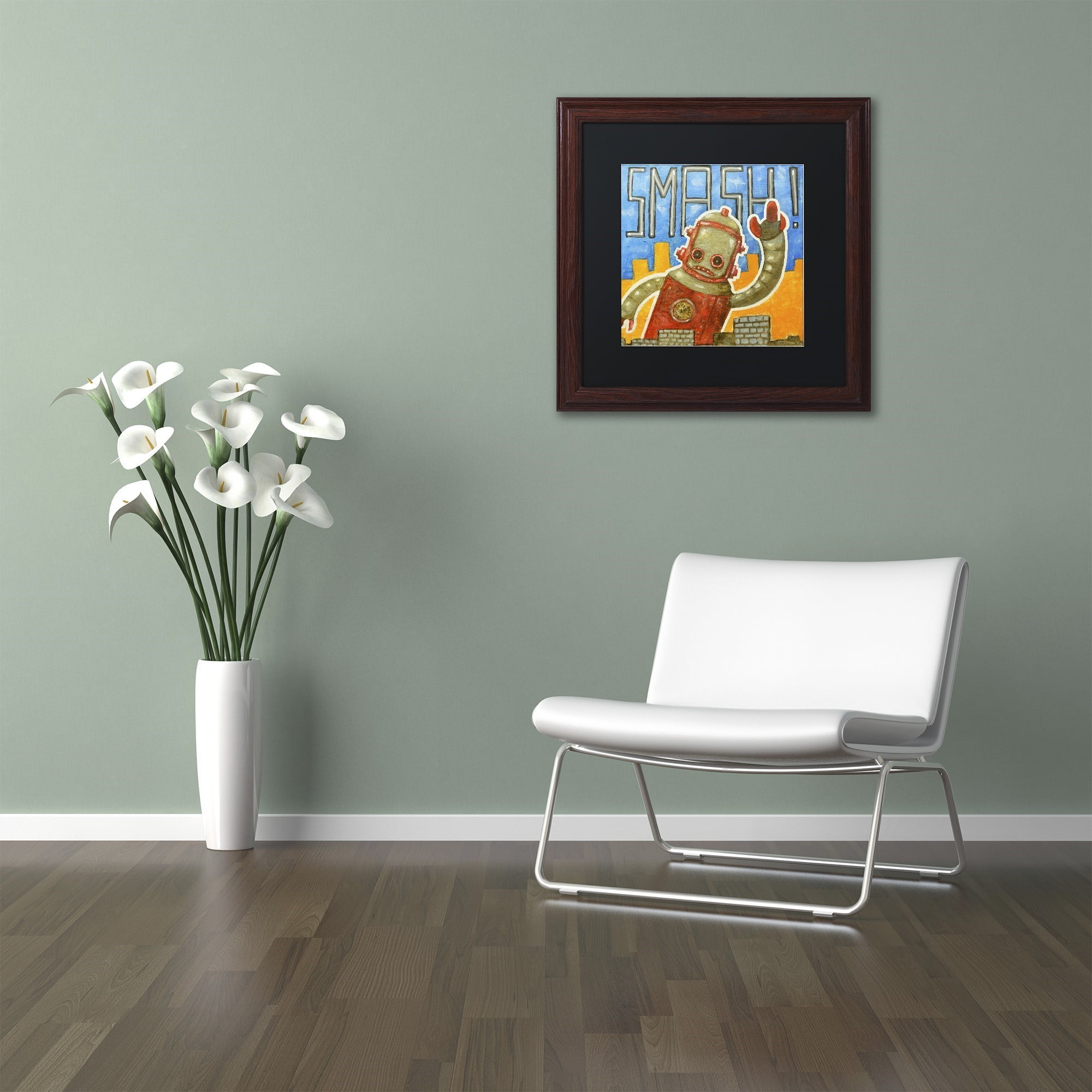 Trademark Fine Art 'Smash!' Canvas Art by Craig Snodgrass, Black Matte, Wood Frame