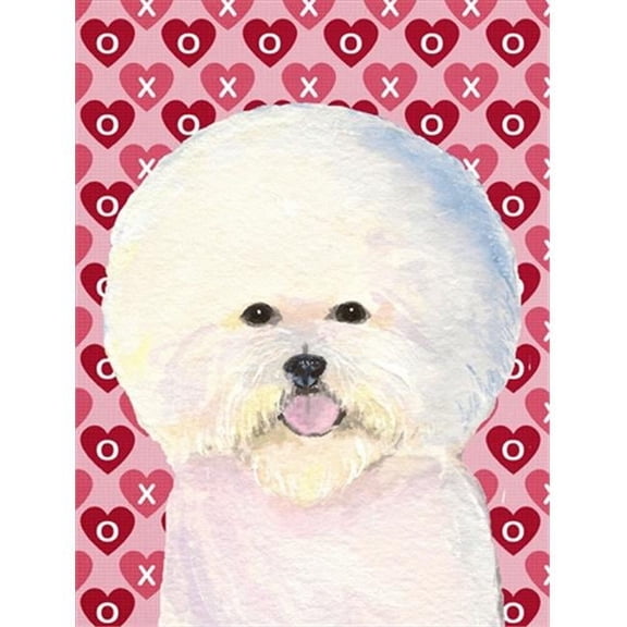 11 x 15 In. Bichon Frise Hearts Love And Valentines Day Portrait Flag, Garden Size