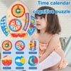 WOXINDA Wooden Clock Cartoon Rocket Calendar Board Wooden Matching Time Toy