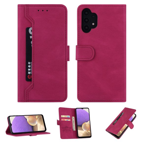 Wallet Case for Galaxy A32 4G Credit Card Holder, Retro Design Magnetic Clasp PU Leather & Soft TPU interior Folio Kickstand Durable Cover For Samsung Galaxy A32 4G,
Winered