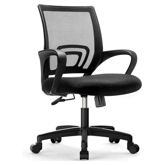Ergonomic Office Chair with Lumbar Support - Adjustable Swivel Computer Gaming Chair with Mesh Seat - Rolling Desk Chair for Home & Executive Use - All Black