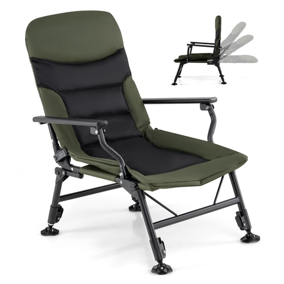 Gymax Oversized Foldable Fishing Chair Camping Chair w/ Large Adjustable Feet Armrest