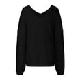 thumbnail image 3 of Fesfesfes Women Sweaters Solid Color Long Sleeve Sweater Casual Loose V-Neck Knitting Sweater Sale Tops on Clearance, 3 of 4