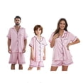 thumbnail image 4 of Family Matching Pajamas Summer Solid Colors and Elastic Shorts for Loungewear Soft Sleepwear, 4 of 7