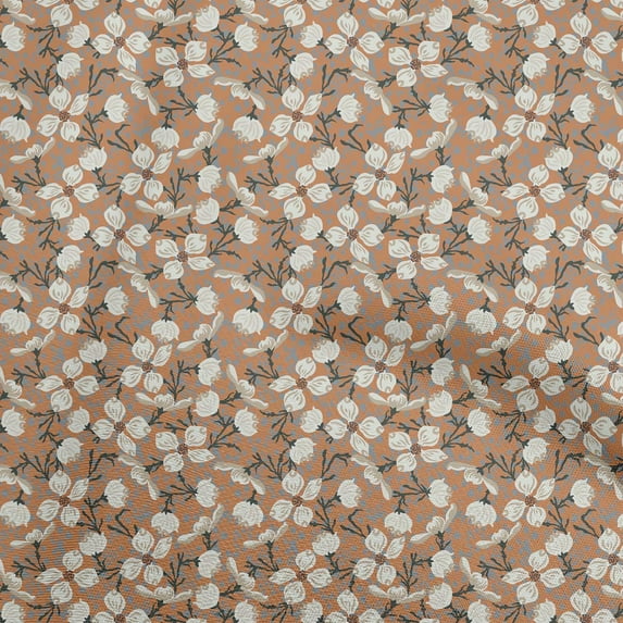 oneOone Cotton Poplin Brown Fabric Florals Sewing Craft Projects Fabric Prints By Yard 42 Inch Wide
