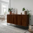thumbnail image 1 of CORLIVING Lysander Fluted Engineered Wood Sideboard with 4 Doors and 4 Shelves, Walnut, 1 of 13