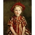 thumbnail image 2 of Henri, Robert 12x14 Black Ornate Wood Framed with Double Matting Museum Art Print Titled - Little Girl In Red Stripes, 2 of 4