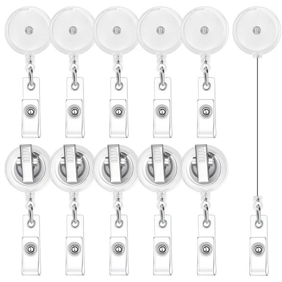 50 Pieces Retractable Badge Reels with Swivel Alligator Clip, Badge Reels Holder Badge Reel Clips Translucent Clear