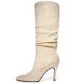 thumbnail image 2 of RONILURN Womens Rhinestone Knee High Boots Sparkly Slouchy Tall Boots Pointed Toe High Heel Wide Calf Glitter Stiletto Boot for Women, 2 of 8