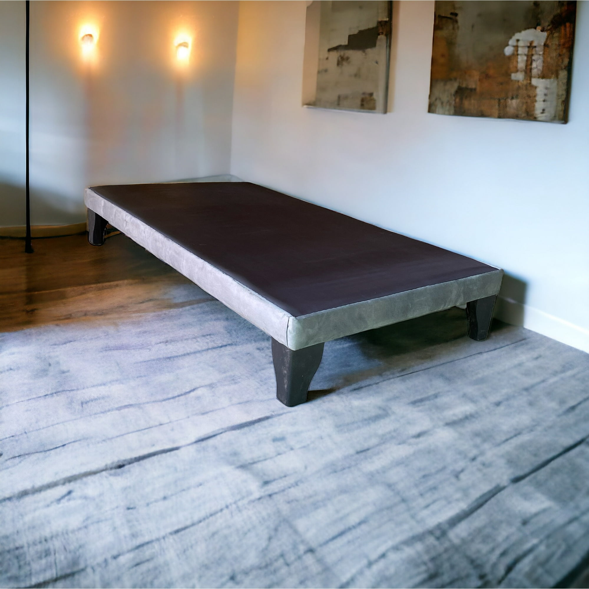 Base De Cama Europea 1 Plaza Felpa Gris (90Cm X 190 Cm)