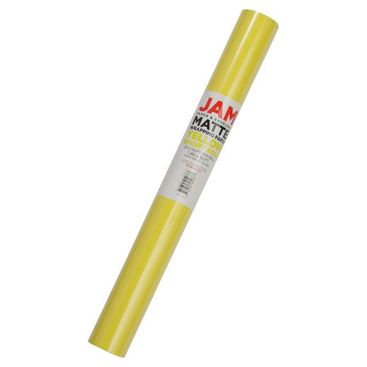 JAM Paper Matte Wrapping Paper, 26.3 Sq ft (17 in x 18 Ft), Yellow, 1/Pack
