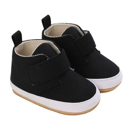 Mhoxuto Shoes for Baby Boys Girls Non Slip Rubber Sole High-Top PU Leather Sneakers Unisex Newborn Toddler Flats Sole Prewalkers