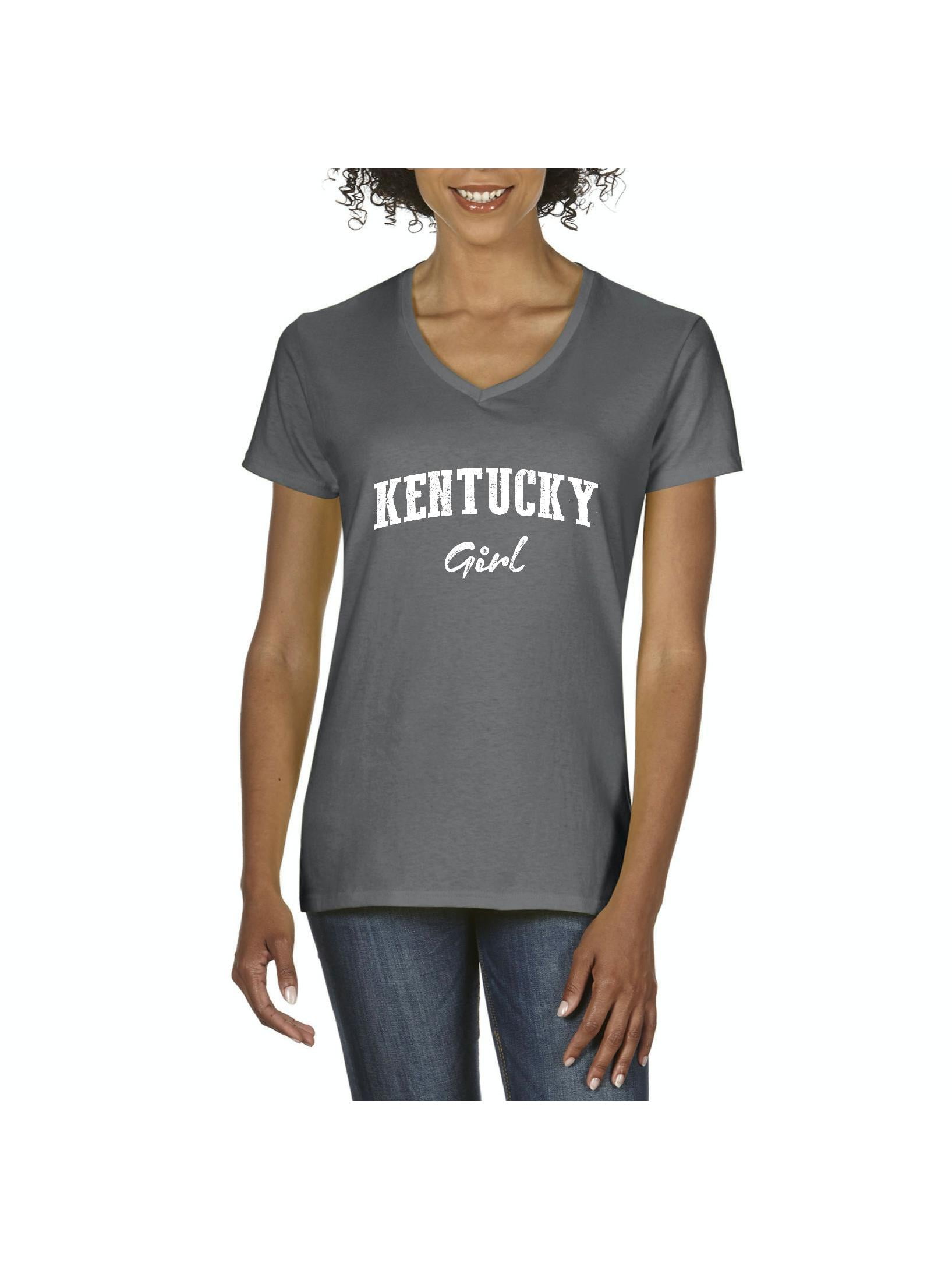 Mom's Favorite Kentucky Girl Kentucky State Flag Women VNeck TShirt