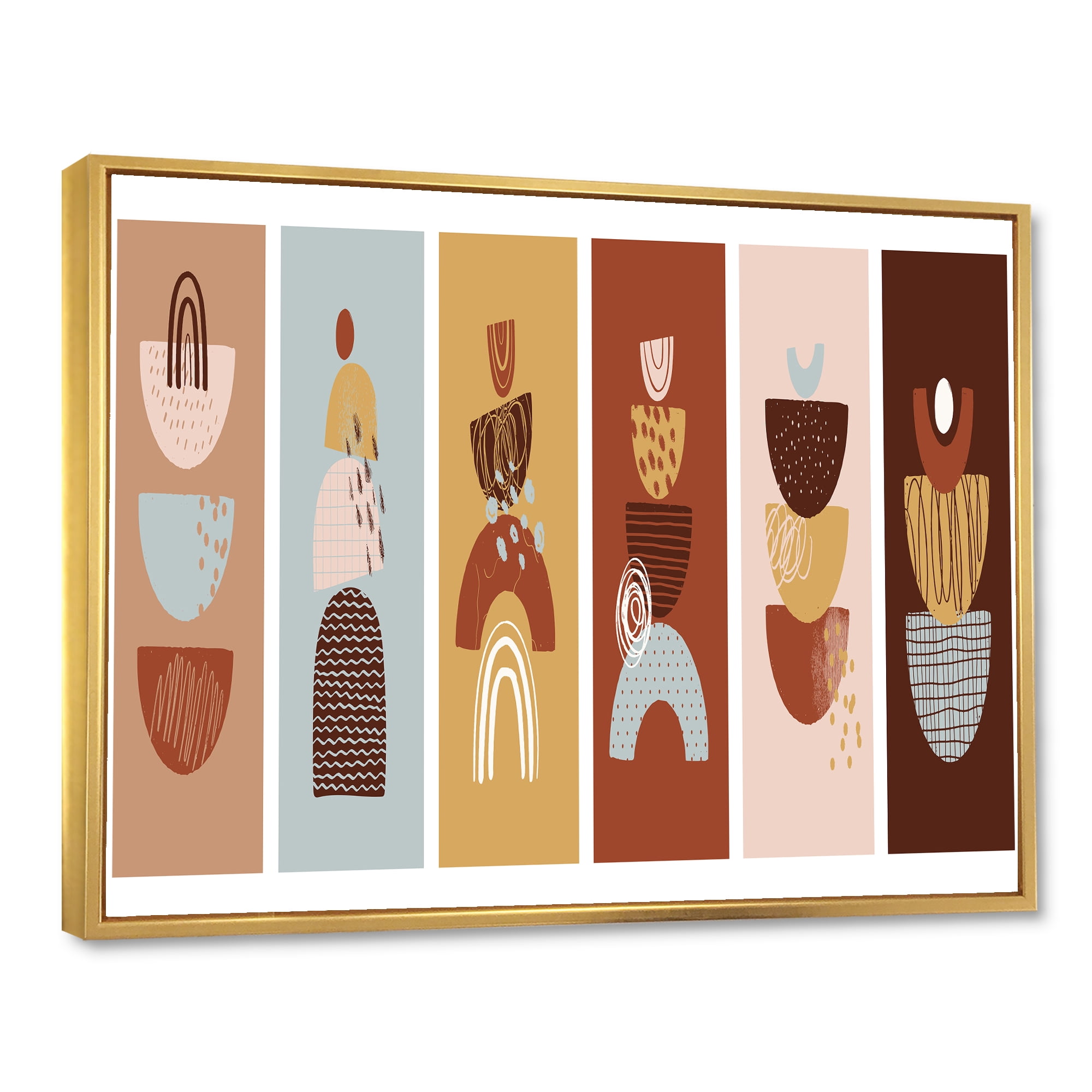 Designart 'Compostion Minimalistic of Organic Shapes II' Modern Framed Canvas Wall Art Print