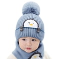 thumbnail image 2 of 1-3T Baby Toddler Kids Winter Hats Warm Knit Scarf Hood Fleece Earflap Hat, 2 of 8