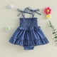 thumbnail image 5 of Niña Bebé Negro Vestido Zapatos Estilo Romper Color Sólido sin Mangas Traje en Capas con Arcos Ajustables Primavera Verano, 5 of 9